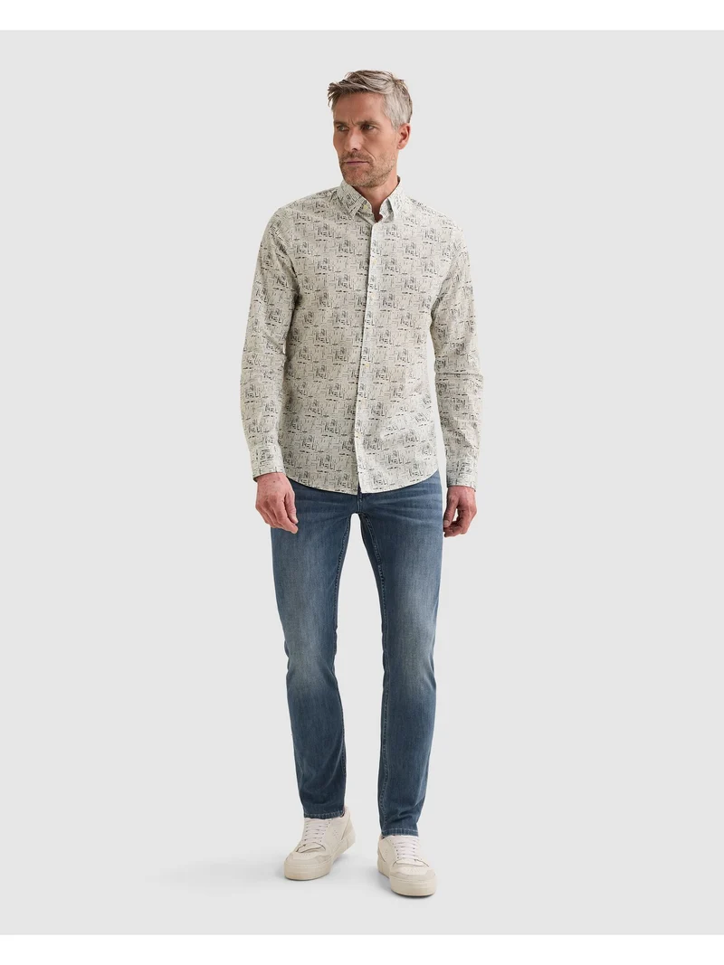 Long sleeve shirt Print on poplin, Cloud Dancer