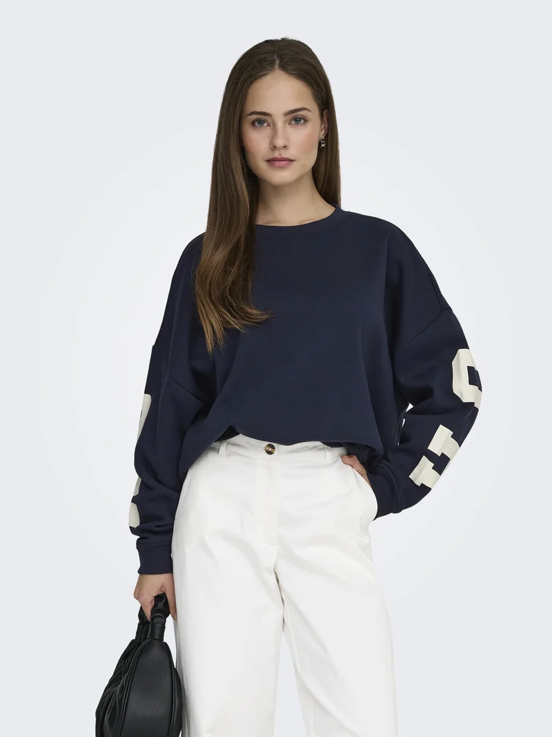 ONLSWEAT L/S BACK/SLEEVE PRINT SWT, Night Sky/BIRCH HOUSTON PRINT