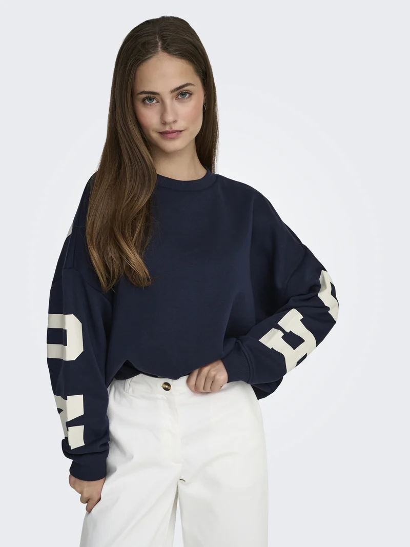 ONLSWEAT L/S BACK/SLEEVE PRINT SWT, Night Sky/BIRCH HOUSTON PRINT