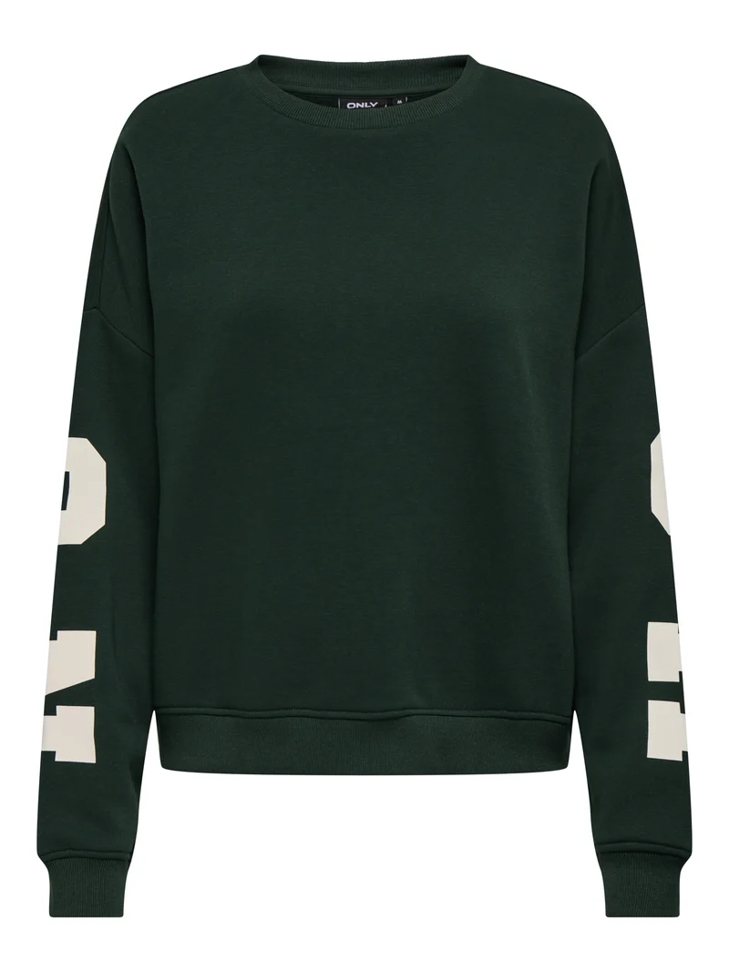 ONLSWEAT L/S BACK/SLEEVE PRINT SWT, Scarab/BIRCH HOUSTON PRINT