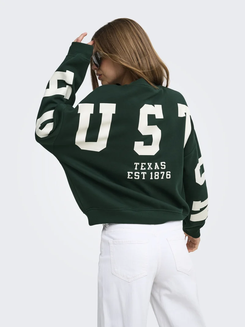 ONLSWEAT L/S BACK/SLEEVE PRINT SWT, Scarab/BIRCH HOUSTON PRINT