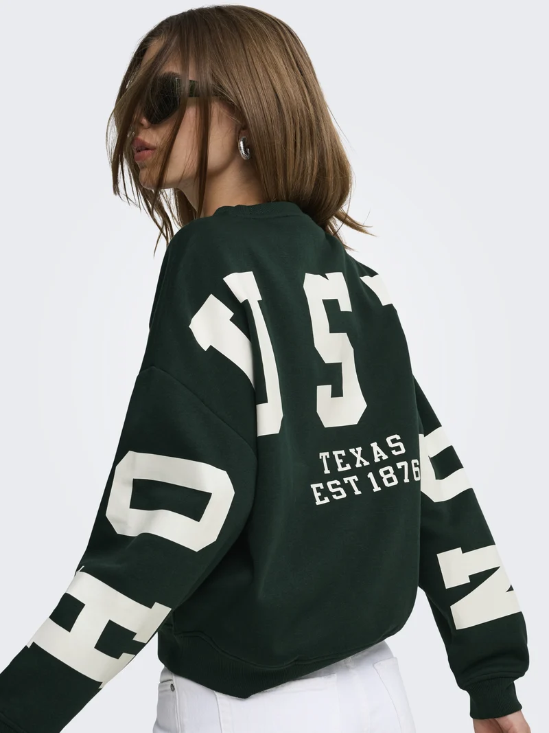ONLSWEAT L/S BACK/SLEEVE PRINT SWT, Scarab/BIRCH HOUSTON PRINT
