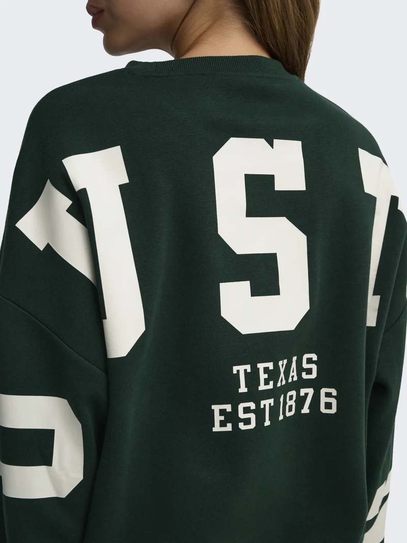 ONLSWEAT L/S BACK/SLEEVE PRINT SWT, Scarab/BIRCH HOUSTON PRINT