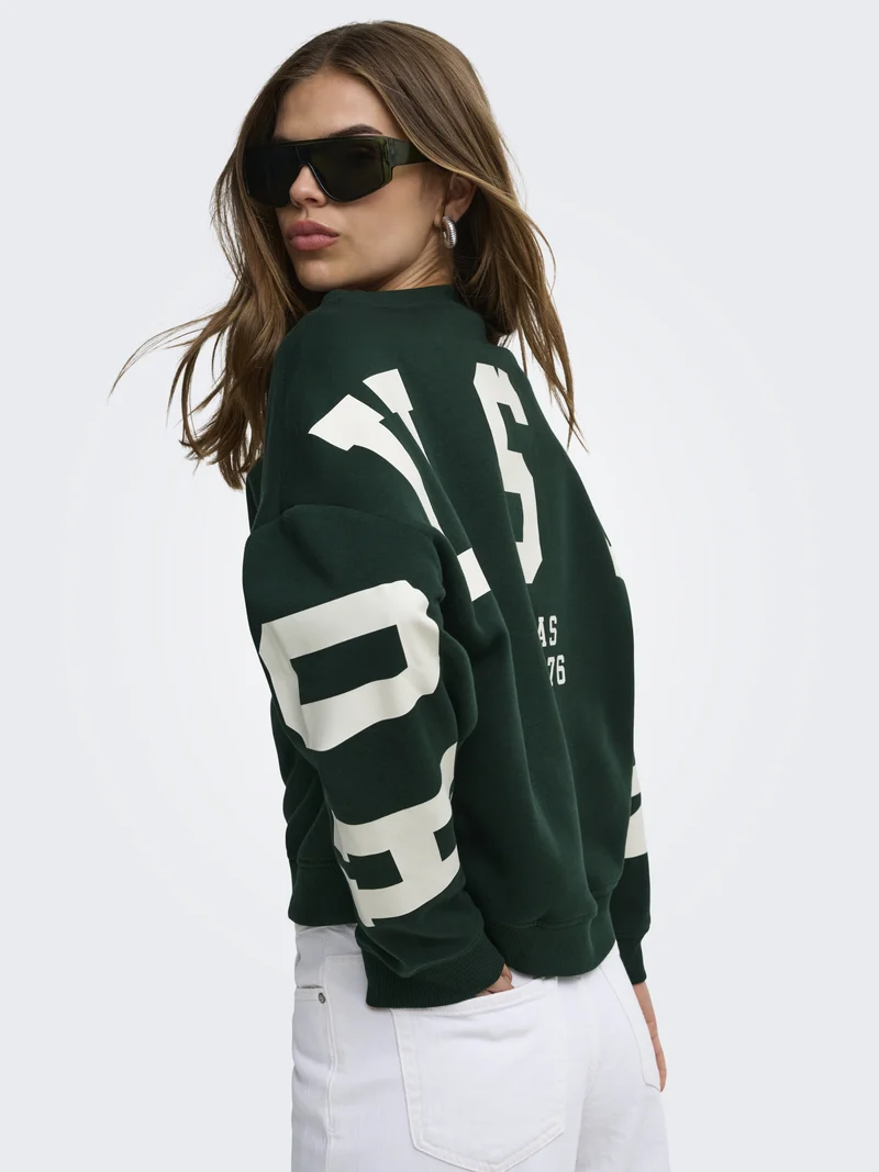 ONLSWEAT L/S BACK/SLEEVE PRINT SWT, Scarab/BIRCH HOUSTON PRINT