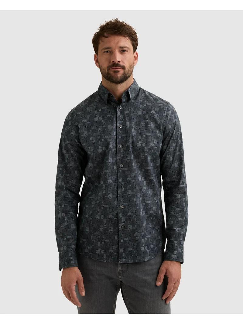 Long sleeve shirt Print on poplin, China Blue