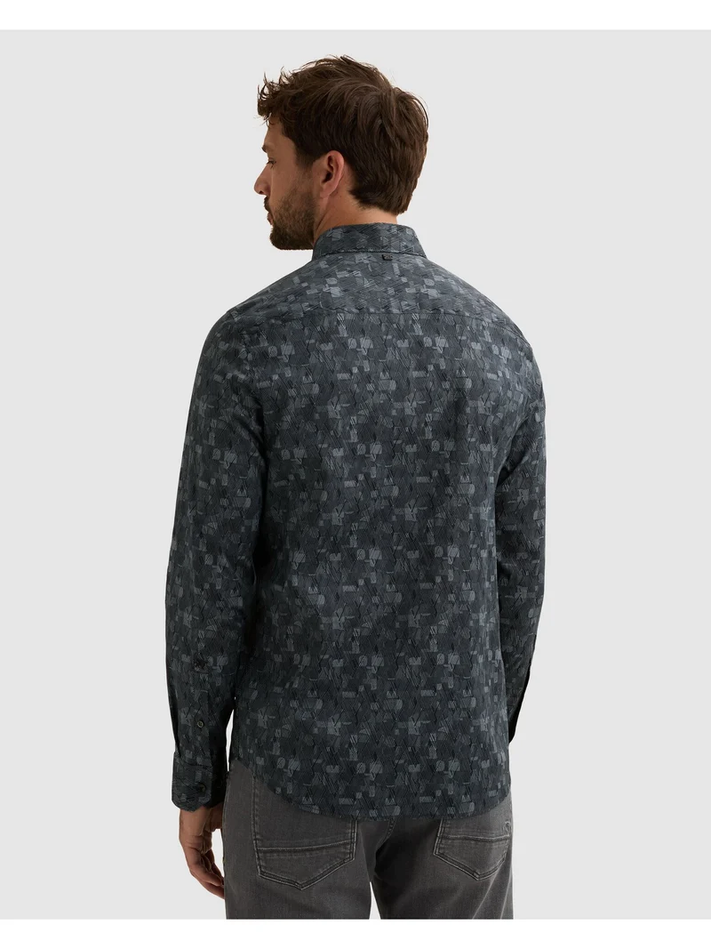 Long sleeve shirt Print on poplin, China Blue