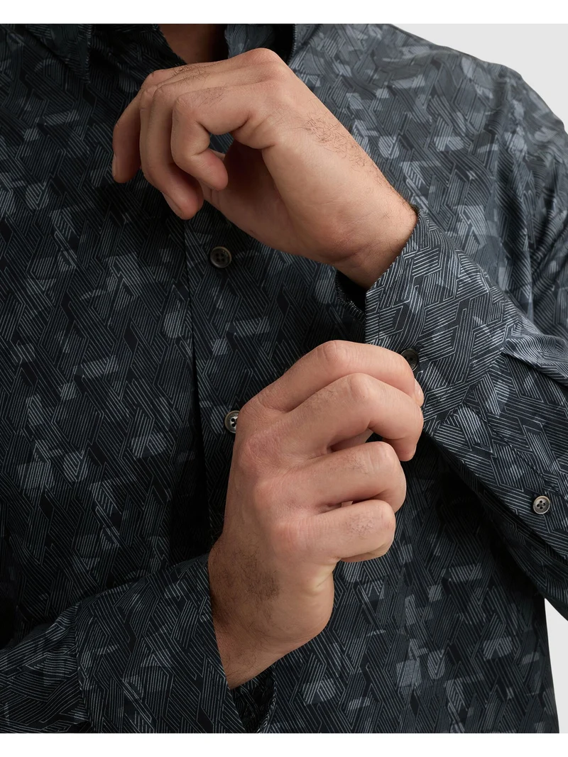 Long sleeve shirt Print on poplin, China Blue