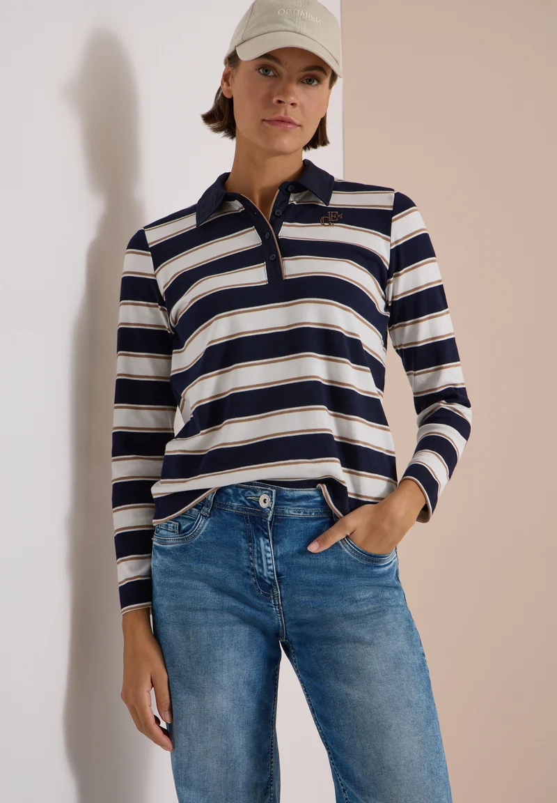 Striped Poloshirt, urban dark blue