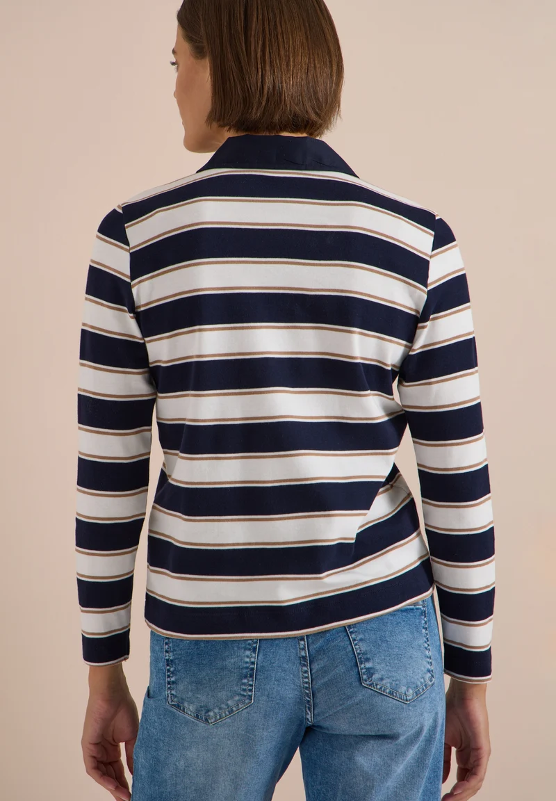 Striped Poloshirt, urban dark blue
