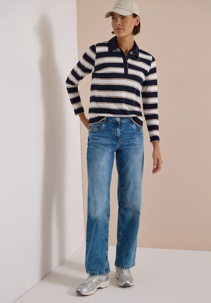 Striped Poloshirt, urban dark blue