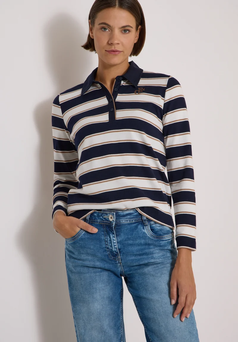 Striped Poloshirt, urban dark blue