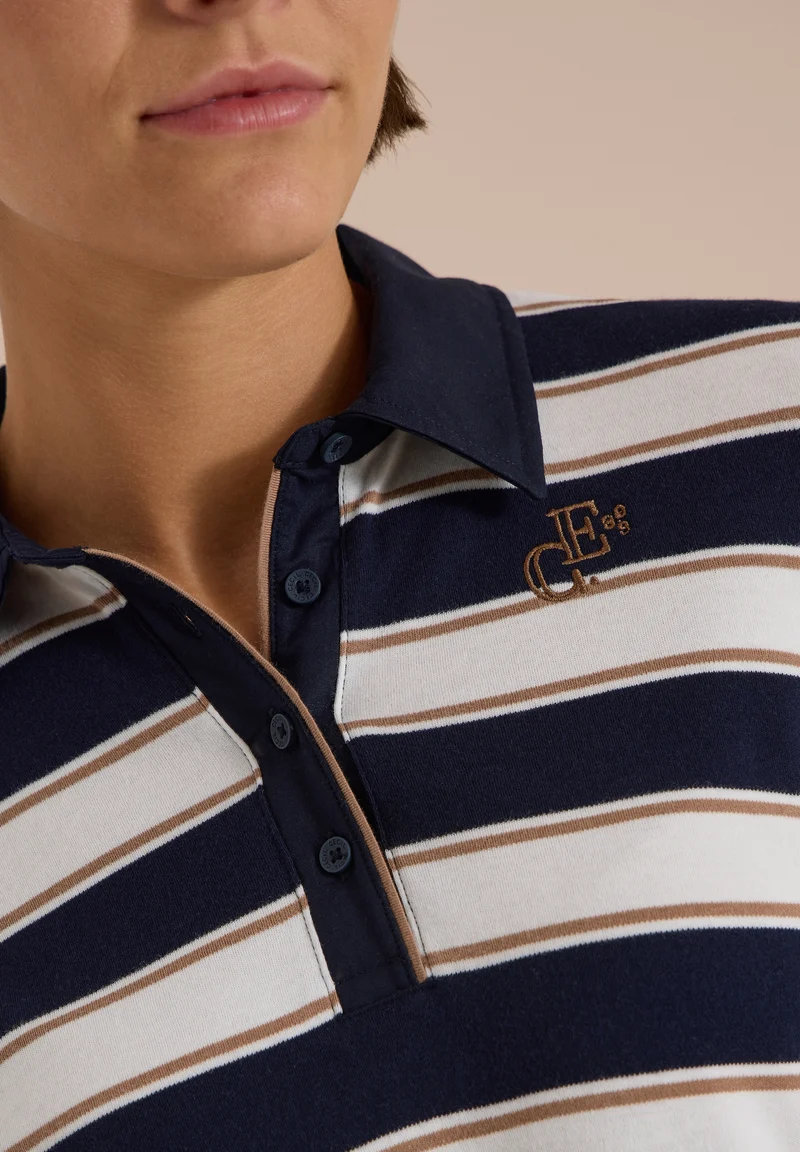 Striped Poloshirt, urban dark blue