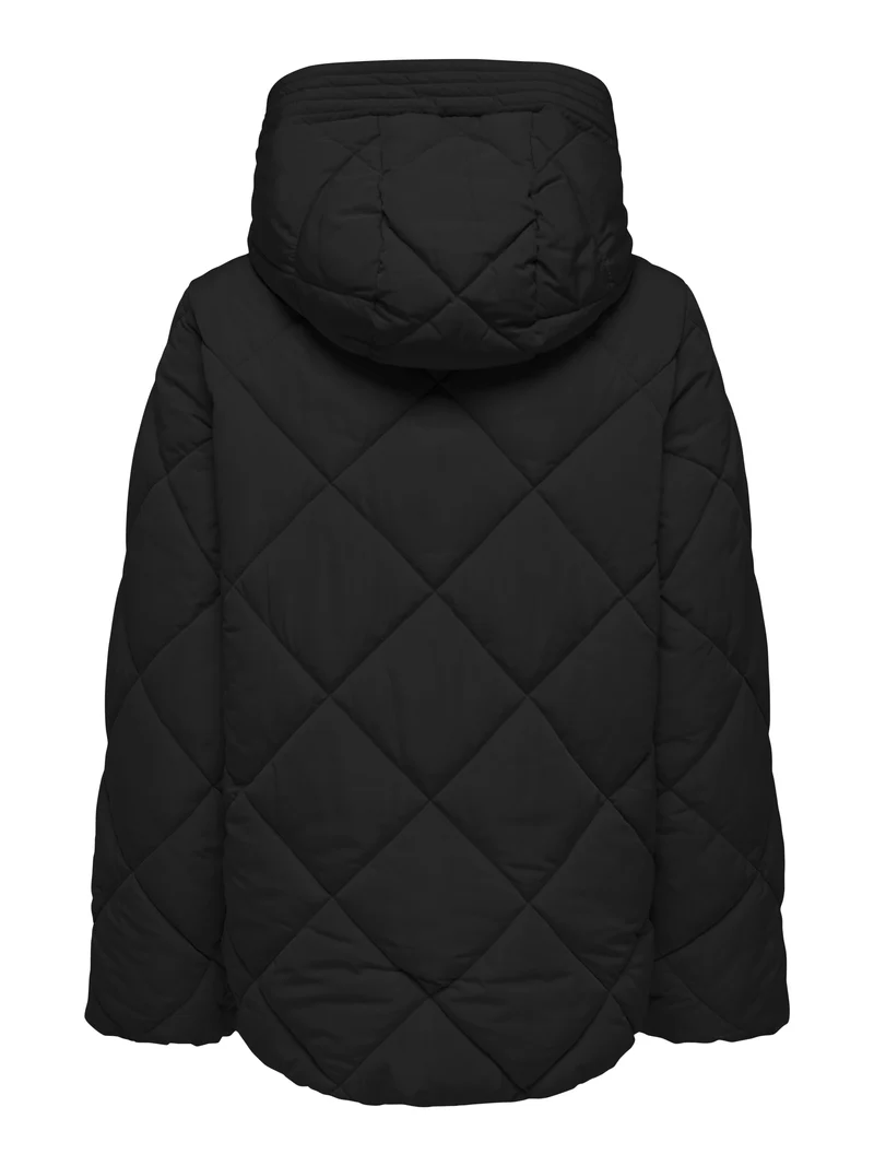 JDYVIOLET SHORT HOOD PUFFER OTW YFM, Black/CONTRAST CHIMERA