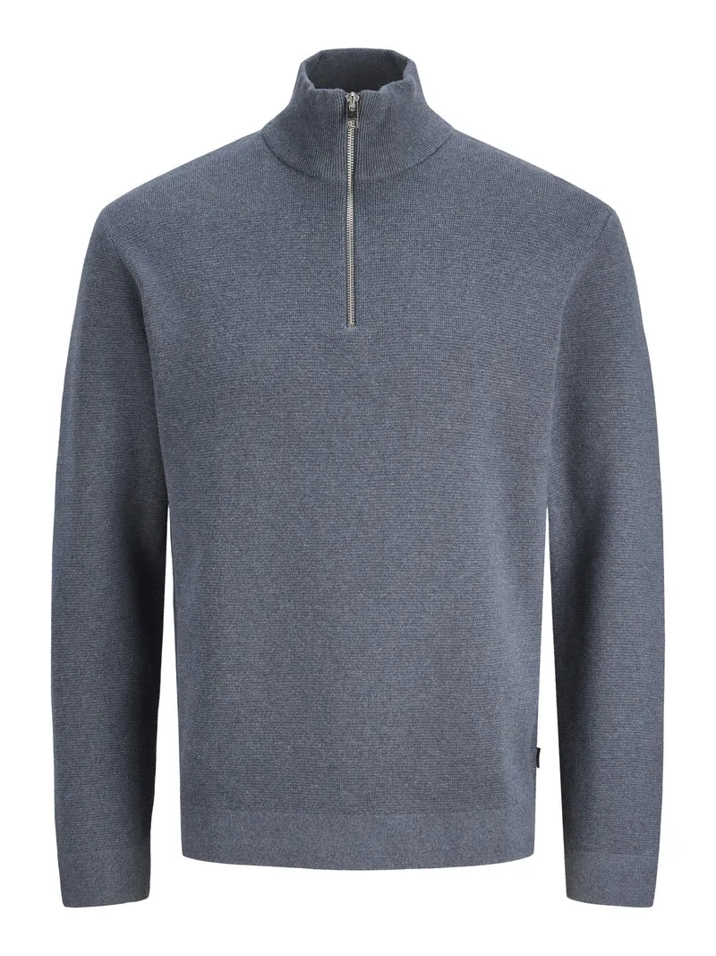 JJMILANO STITCH KNIT HALF ZIP SN, Turbulence/Melange