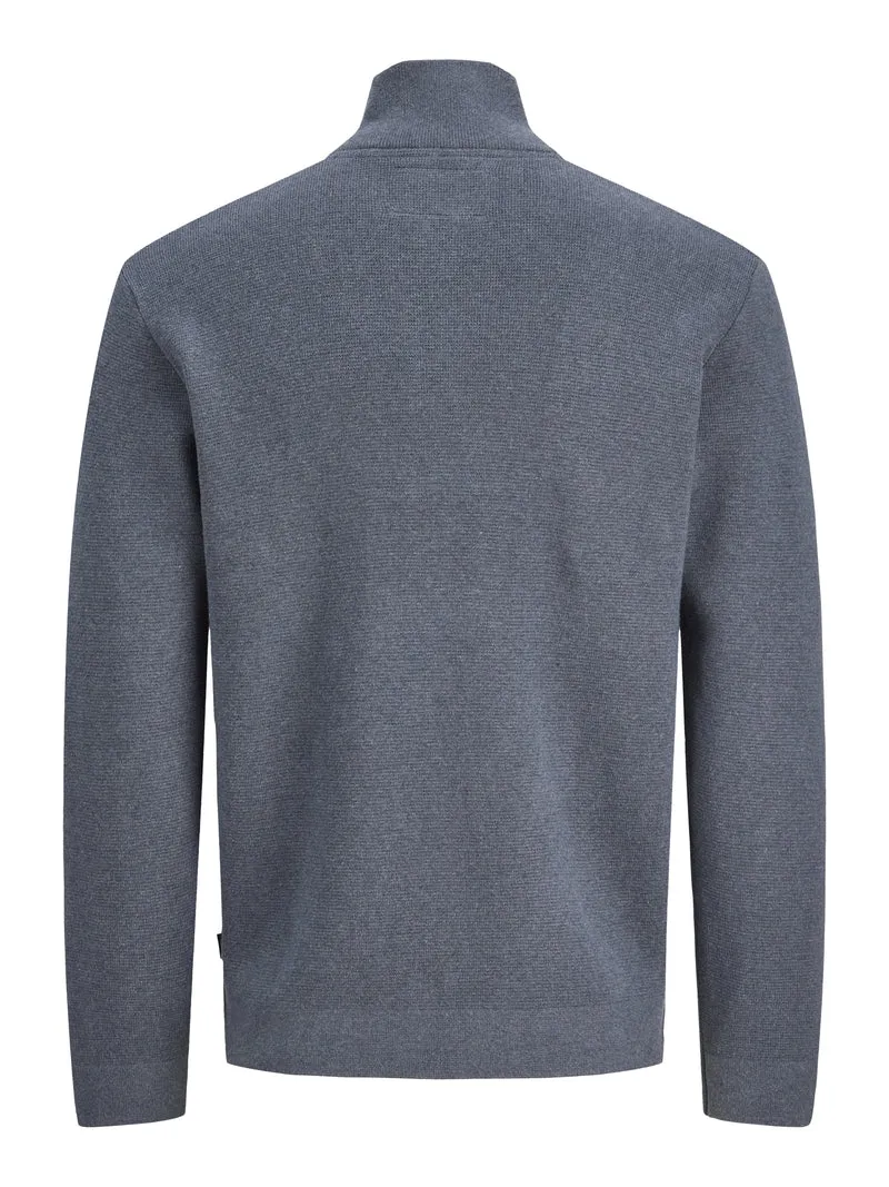 JJMILANO STITCH KNIT HALF ZIP SN, Turbulence/Melange