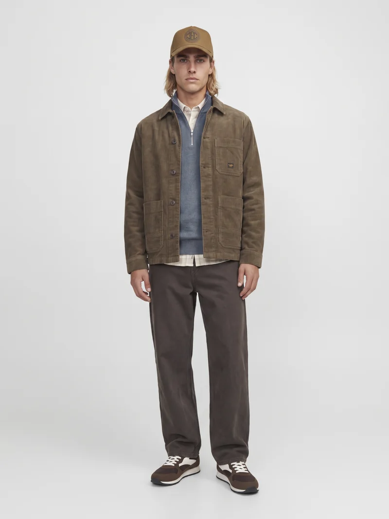 JJMILANO STITCH KNIT HALF ZIP SN, Turbulence/Melange