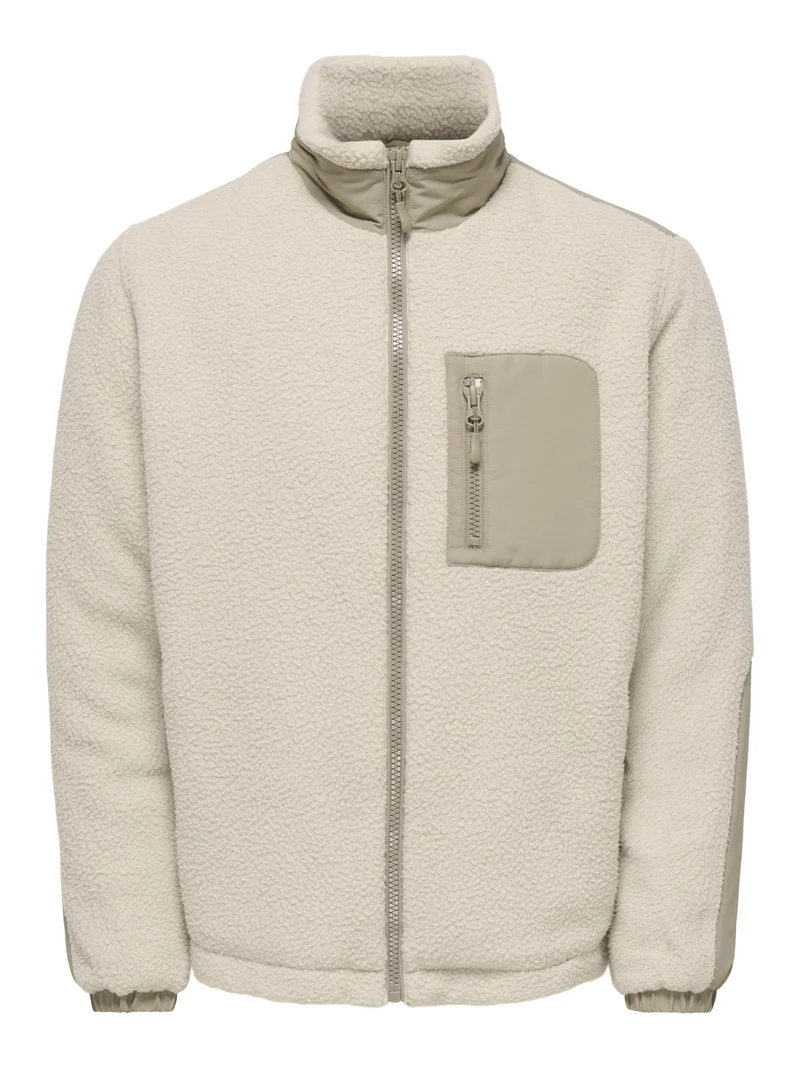 ONSTYRO PADDED SHERPA JACKET NOOS, Silver Lining/DESERT TAUPE