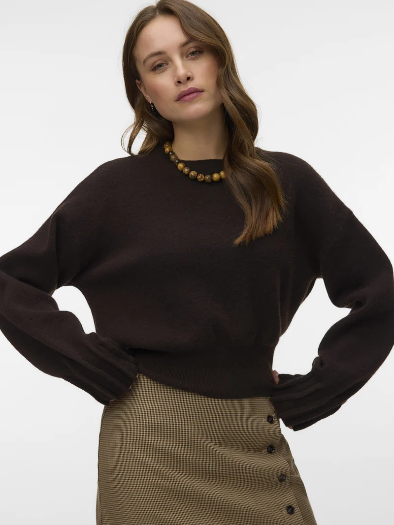 VMKACY LS O-NECK PULLOVER, Chocolate Torte/MELANGE