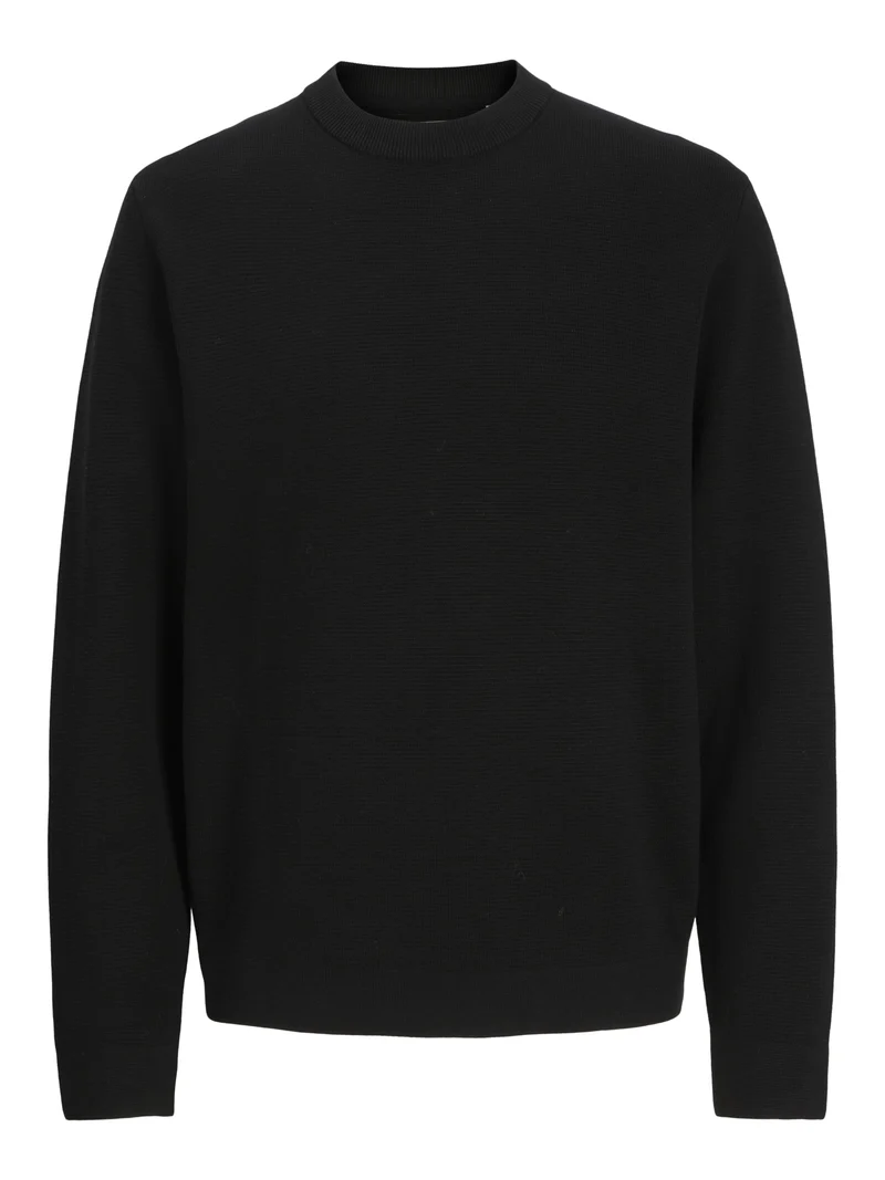 JJMILANO STITCH KNIT CREW NECK SN, Black