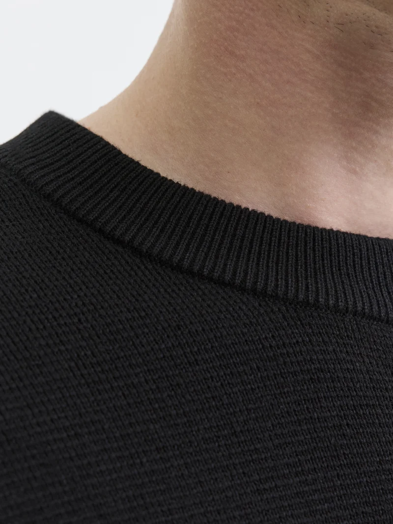 JJMILANO STITCH KNIT CREW NECK SN, Black