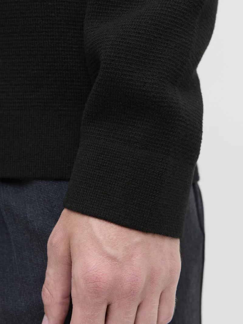 JJMILANO STITCH KNIT CREW NECK SN, Black
