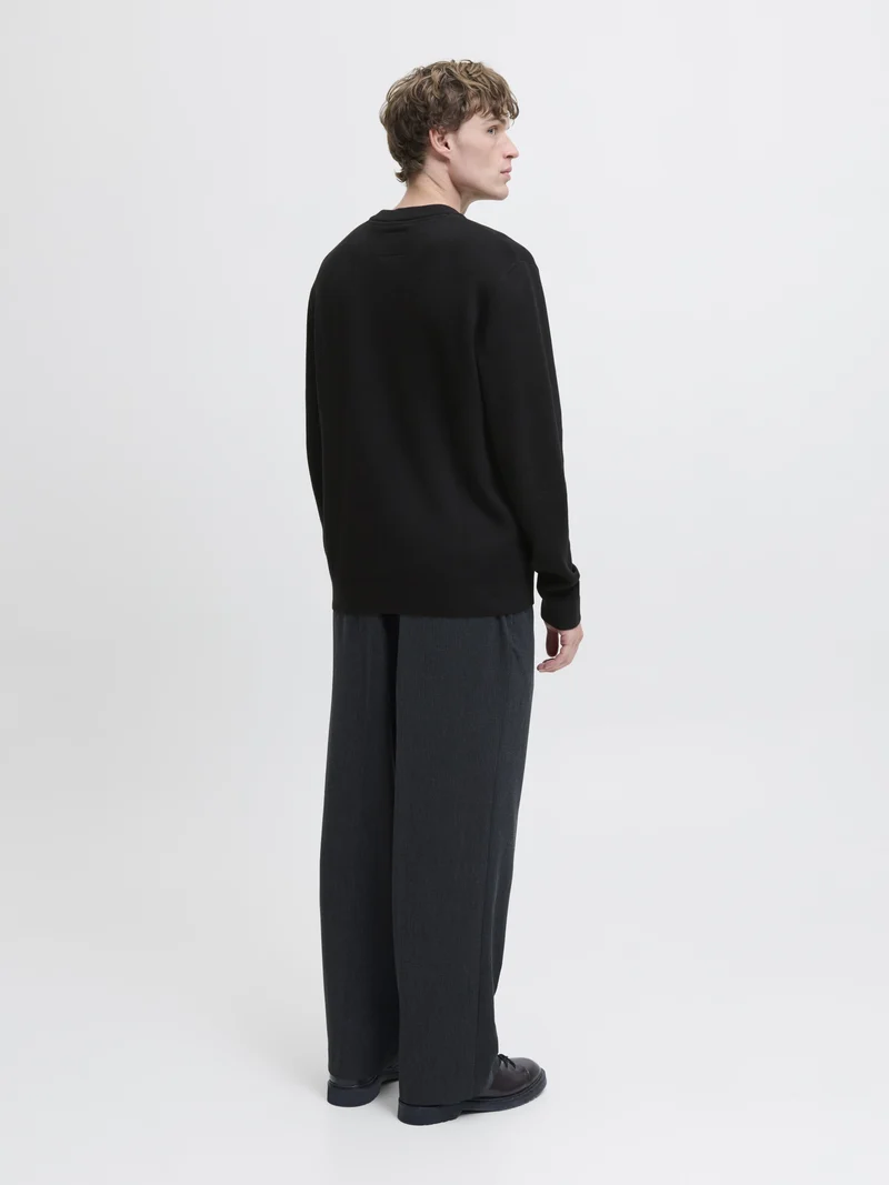 JJMILANO STITCH KNIT CREW NECK SN, Black