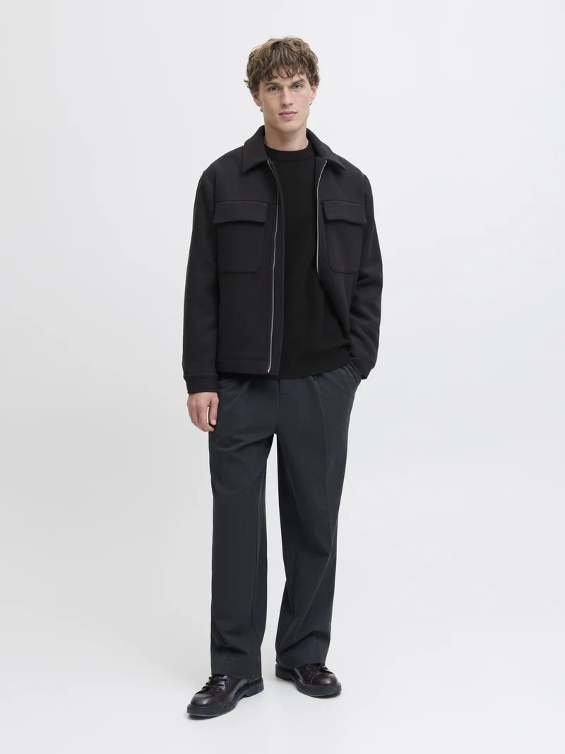 JJMILANO STITCH KNIT CREW NECK SN, Black