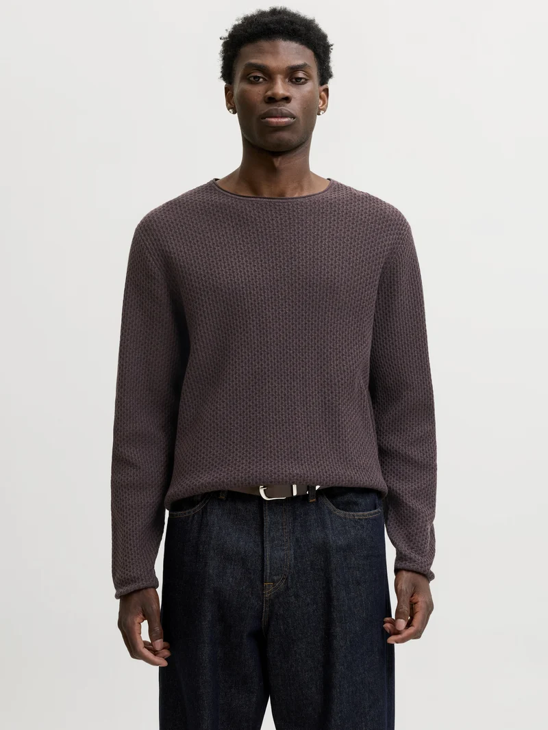 JPRBLUMASON KNIT CREW NECK SN, Chocolate Torte/Twist