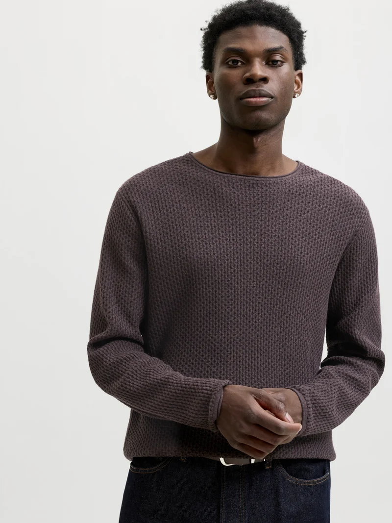JPRBLUMASON KNIT CREW NECK SN, Chocolate Torte/Twist
