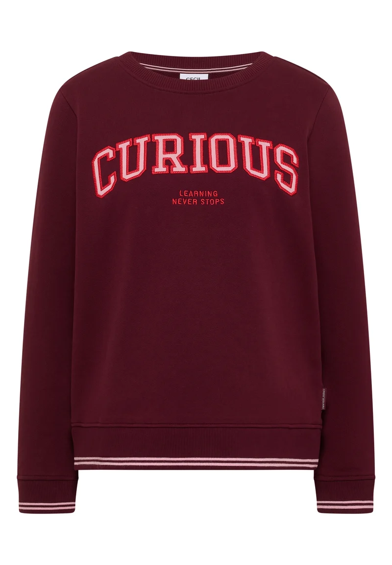 TOS Sweatshirt with Embroidery, red wine