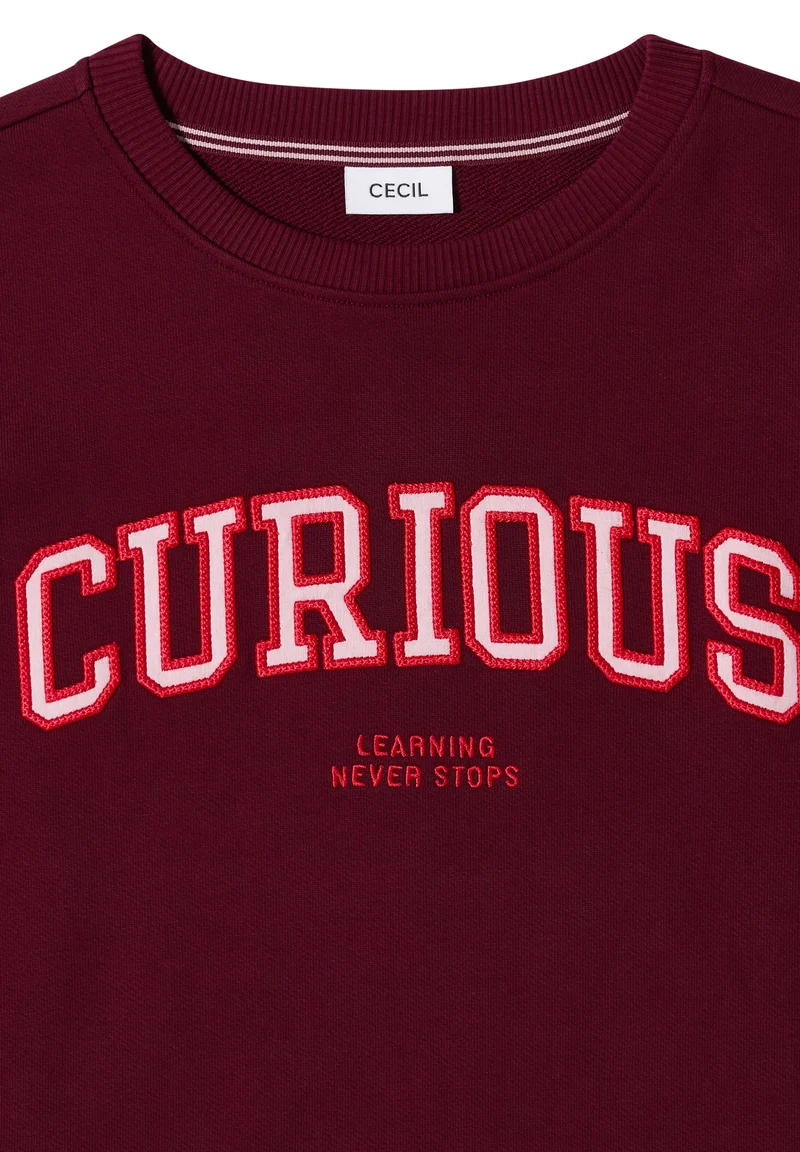 TOS Sweatshirt with Embroidery, red wine