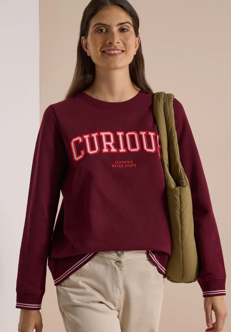 TOS Sweatshirt with Embroidery, red wine