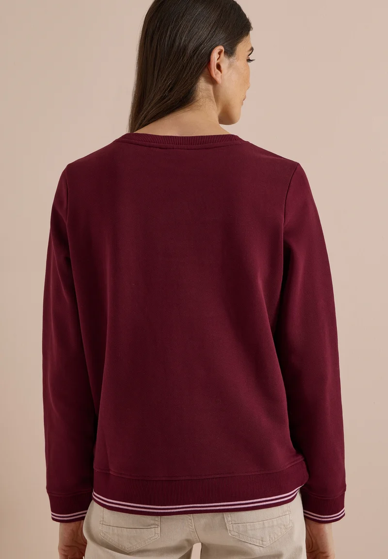 TOS Sweatshirt with Embroidery, red wine