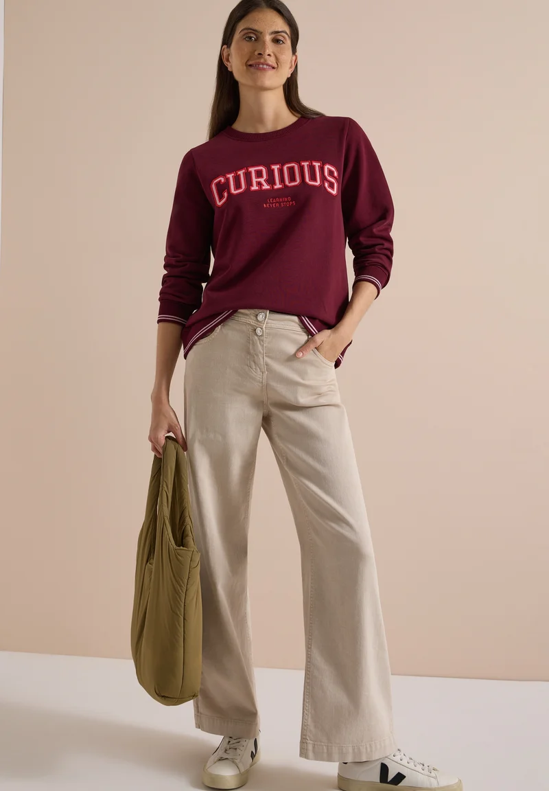 TOS Sweatshirt with Embroidery, red wine