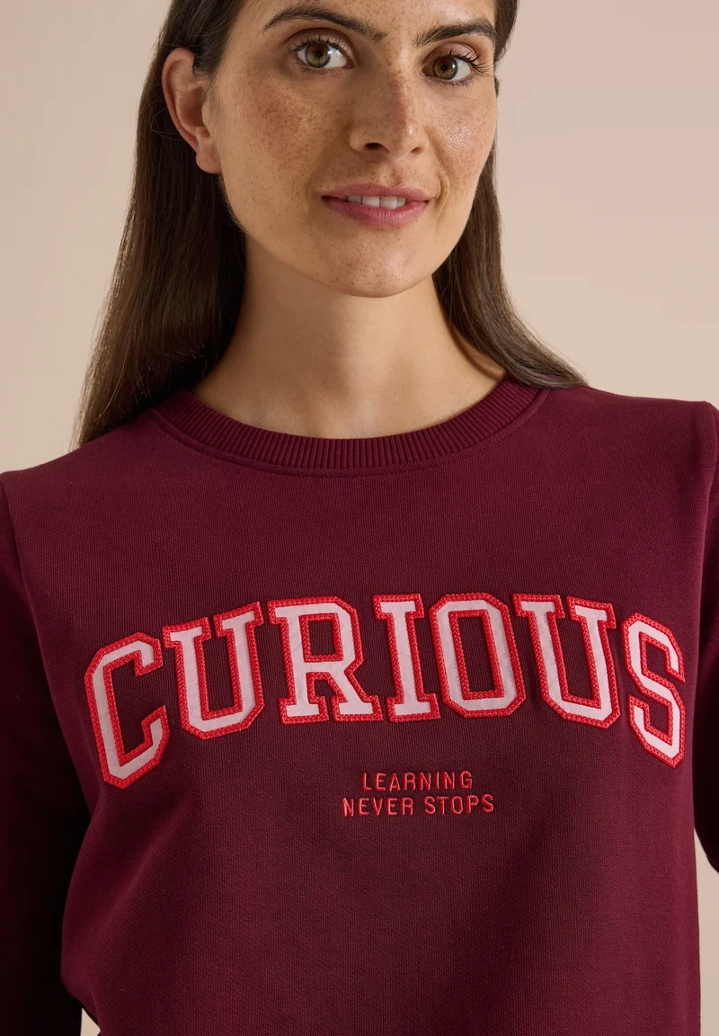 TOS Sweatshirt with Embroidery, red wine