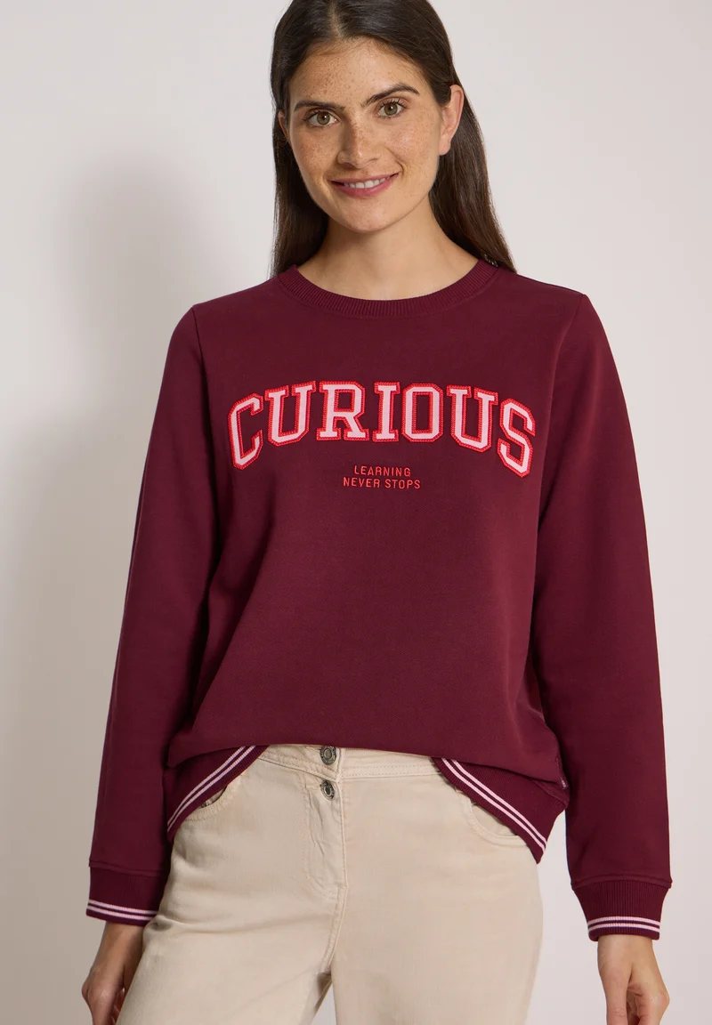 TOS Sweatshirt with Embroidery, red wine