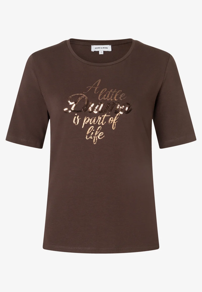 Shirt with Wording Print, espresso brown