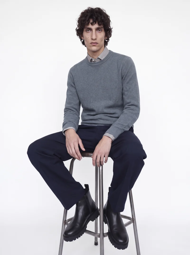 JJMILANO STITCH KNIT CREW NECK SN, Turbulence/Melange