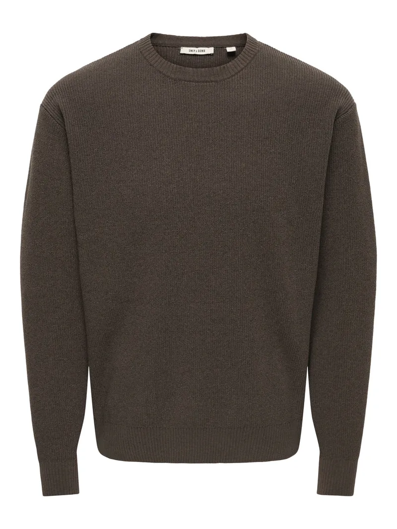 ONSRODGER RLX CREW NECK KNIT, Chocolate Brown