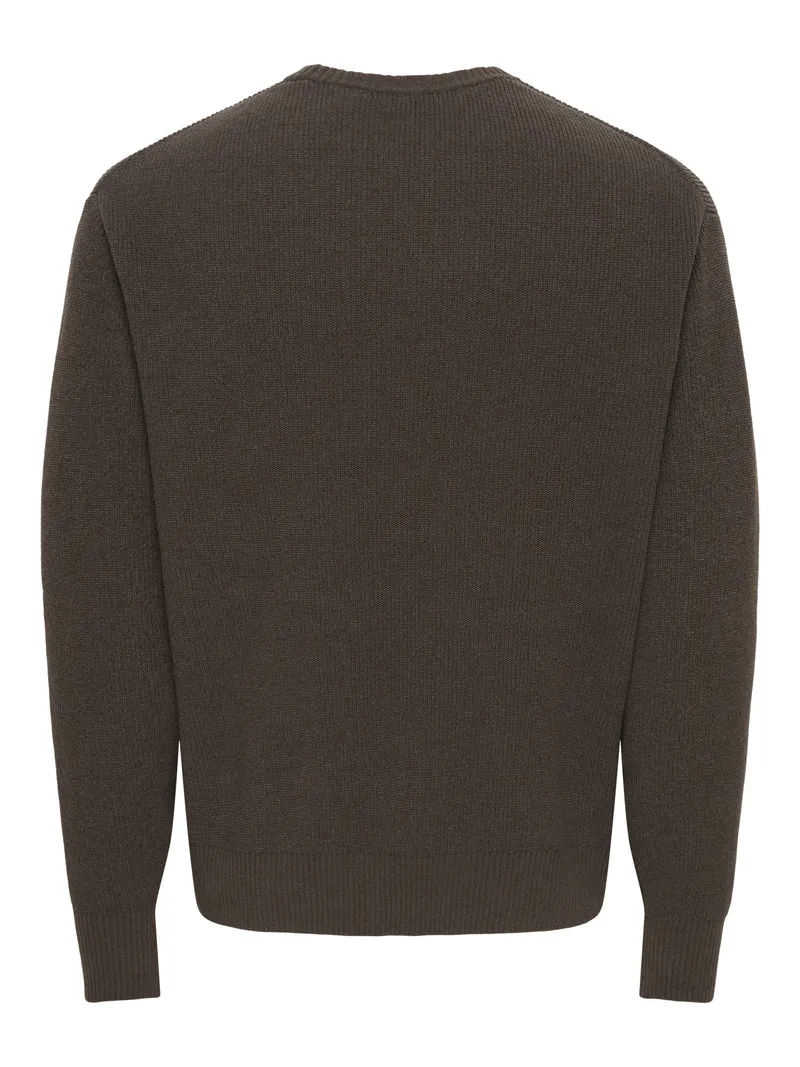 ONSRODGER RLX CREW NECK KNIT, Chocolate Brown