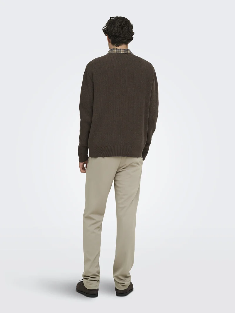 ONSRODGER RLX CREW NECK KNIT, Chocolate Brown