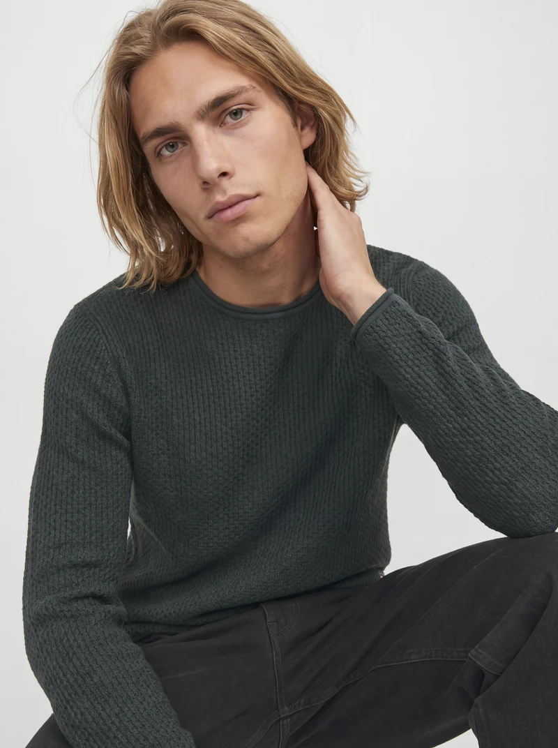 JPRBLUMASON KNIT CREW NECK SN, Scarab/Twist