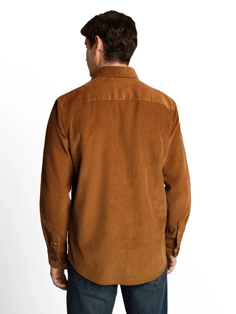 soft corduroy shirt, bright camel brown