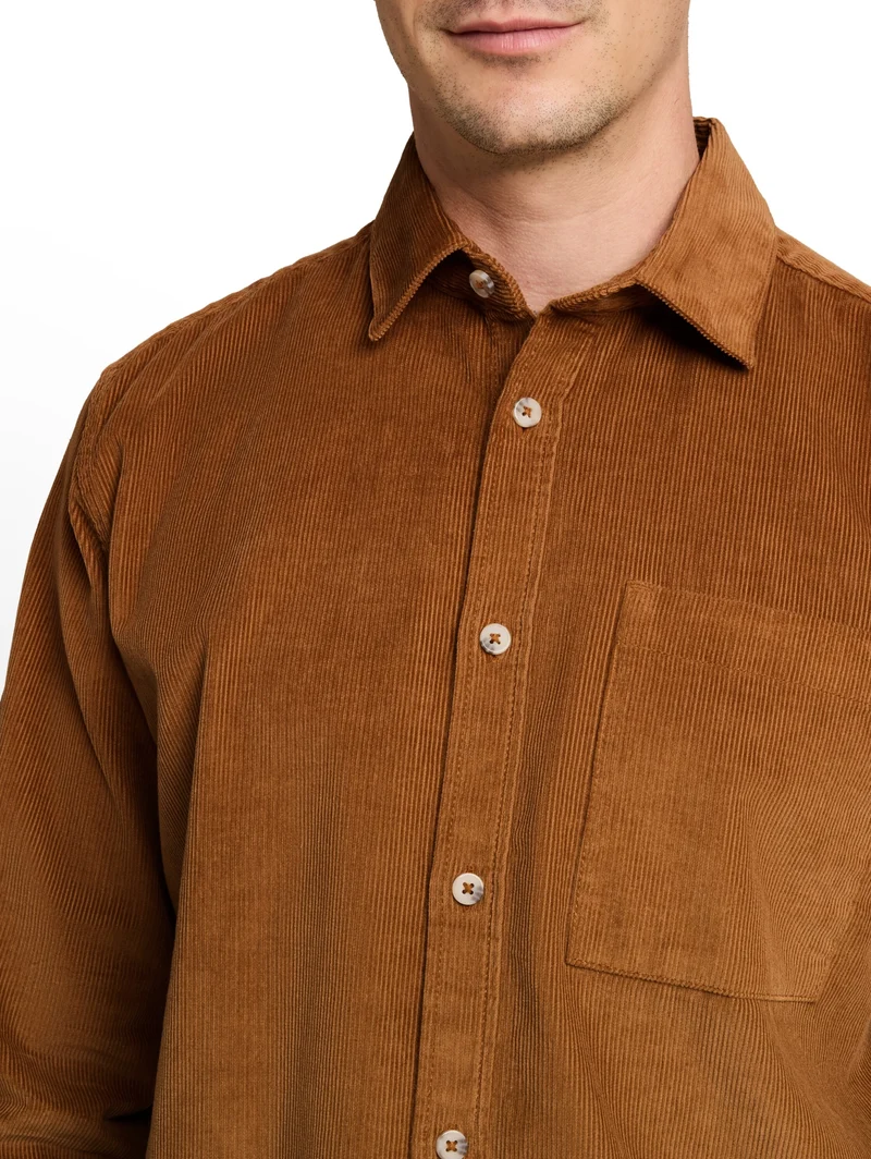 soft corduroy shirt, bright camel brown
