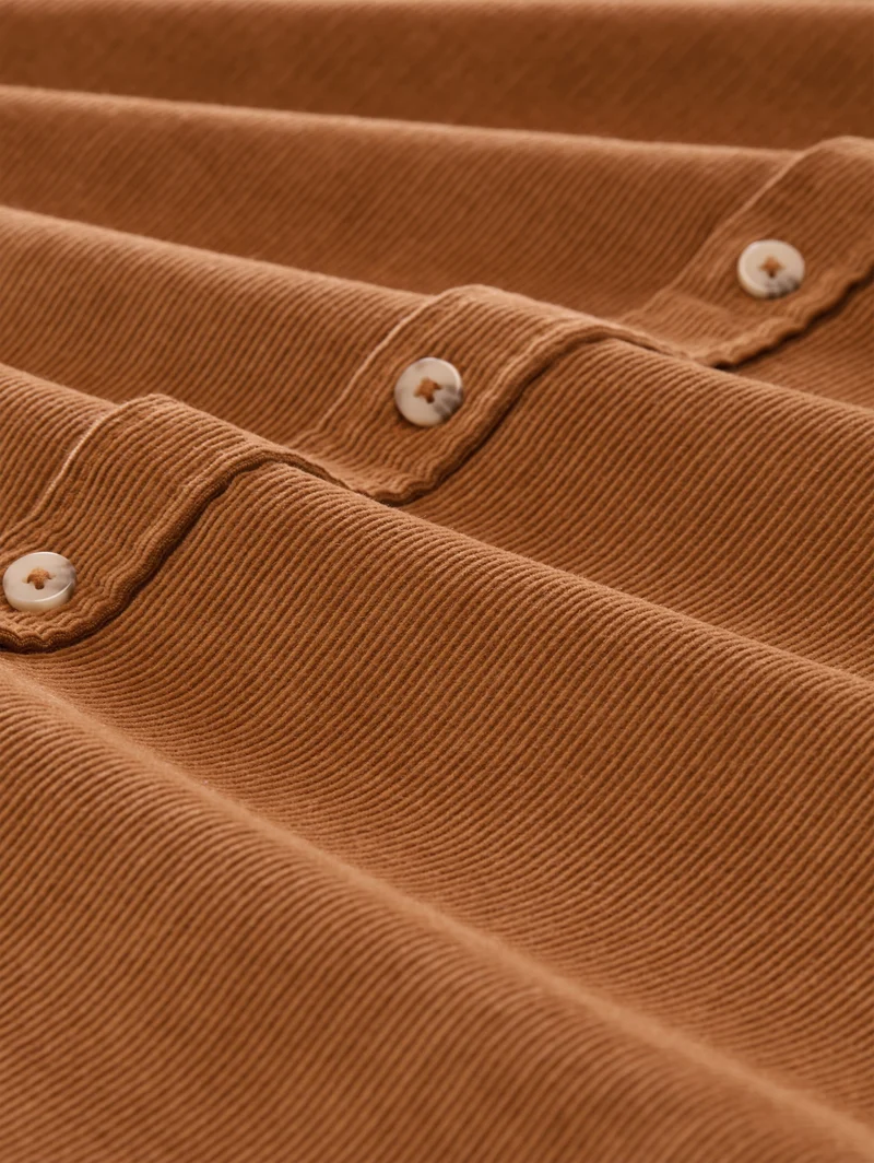 soft corduroy shirt, bright camel brown
