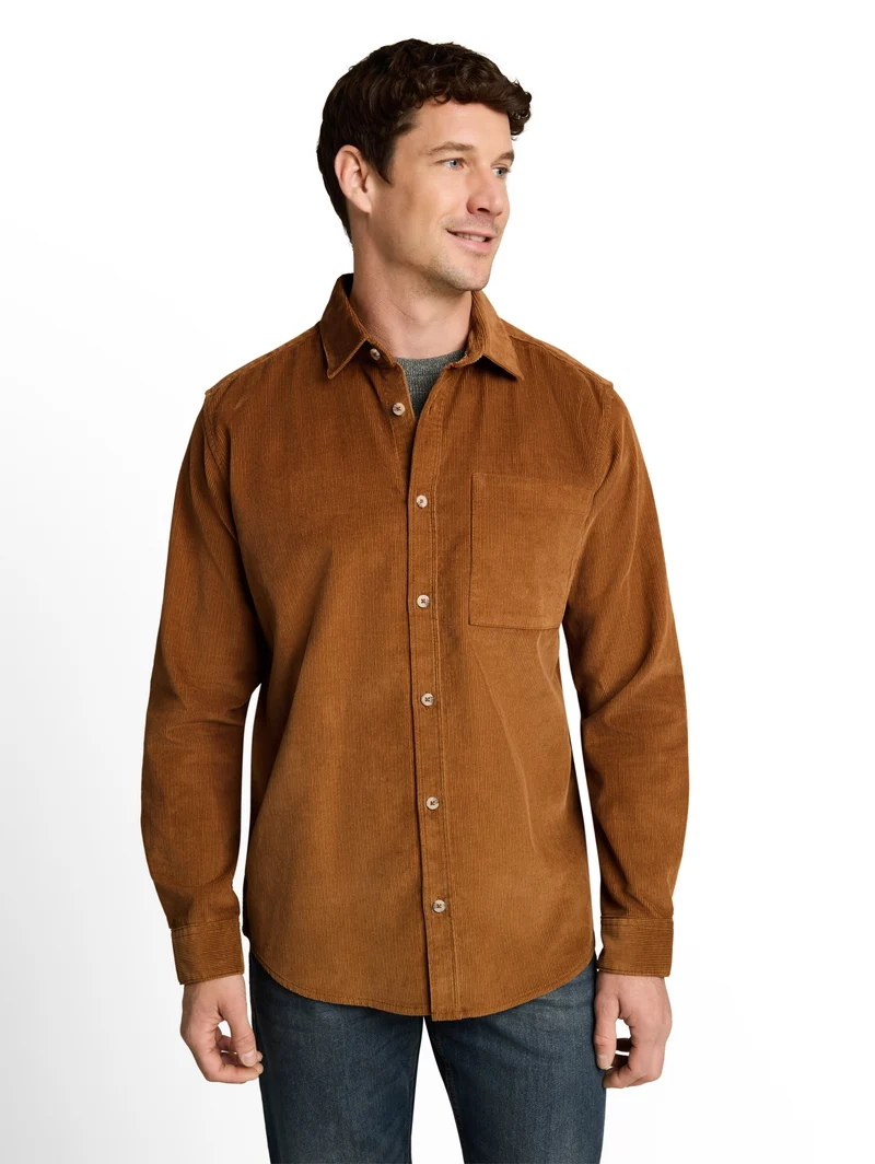 soft corduroy shirt, bright camel brown