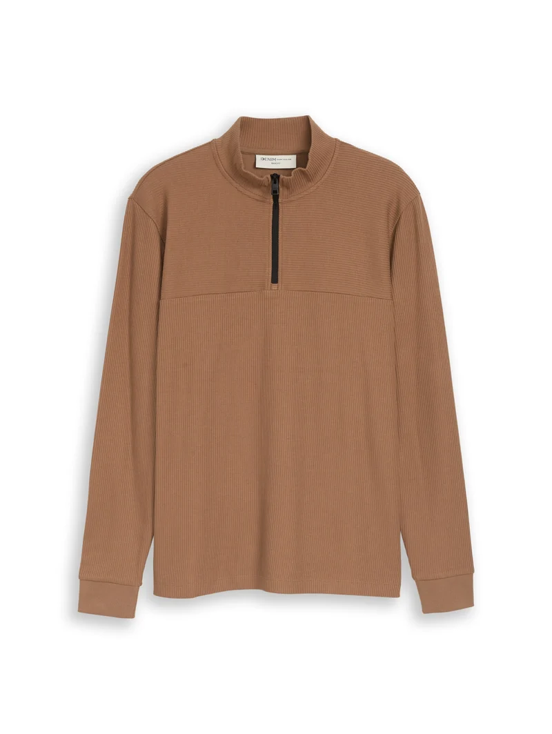 structured stand up zipper lon, malt brown