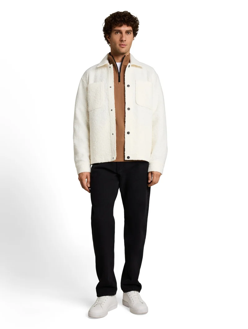 structured stand up zipper lon, malt brown