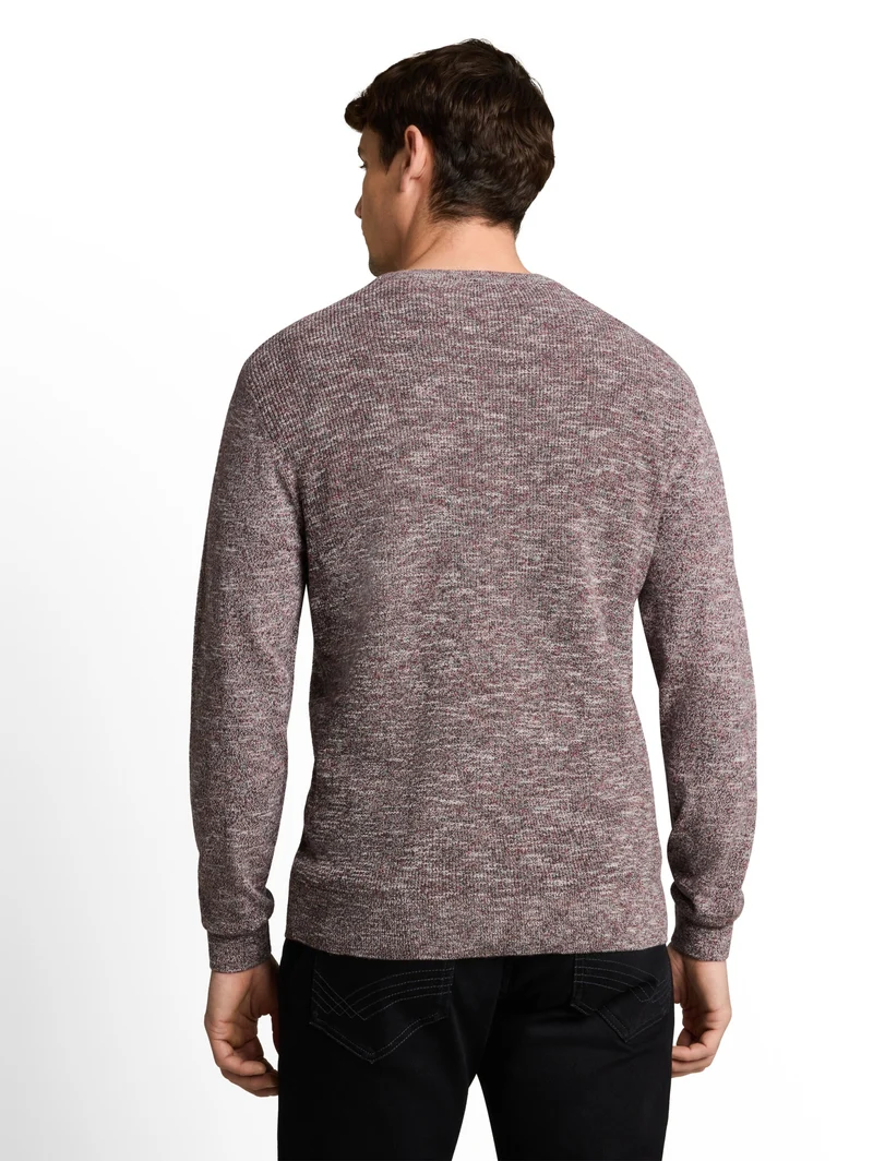 multi color crew neck knit, olive red white mouline