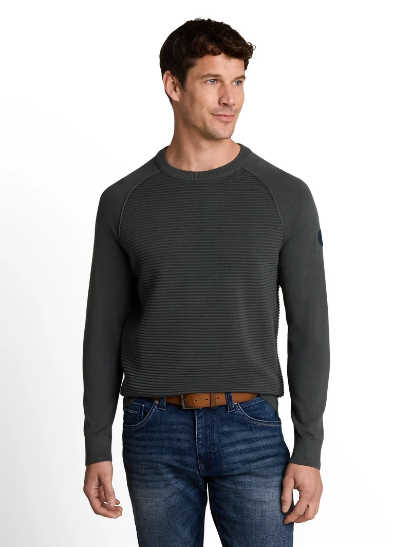 ottoman structured crew neck k, Darkest Olive